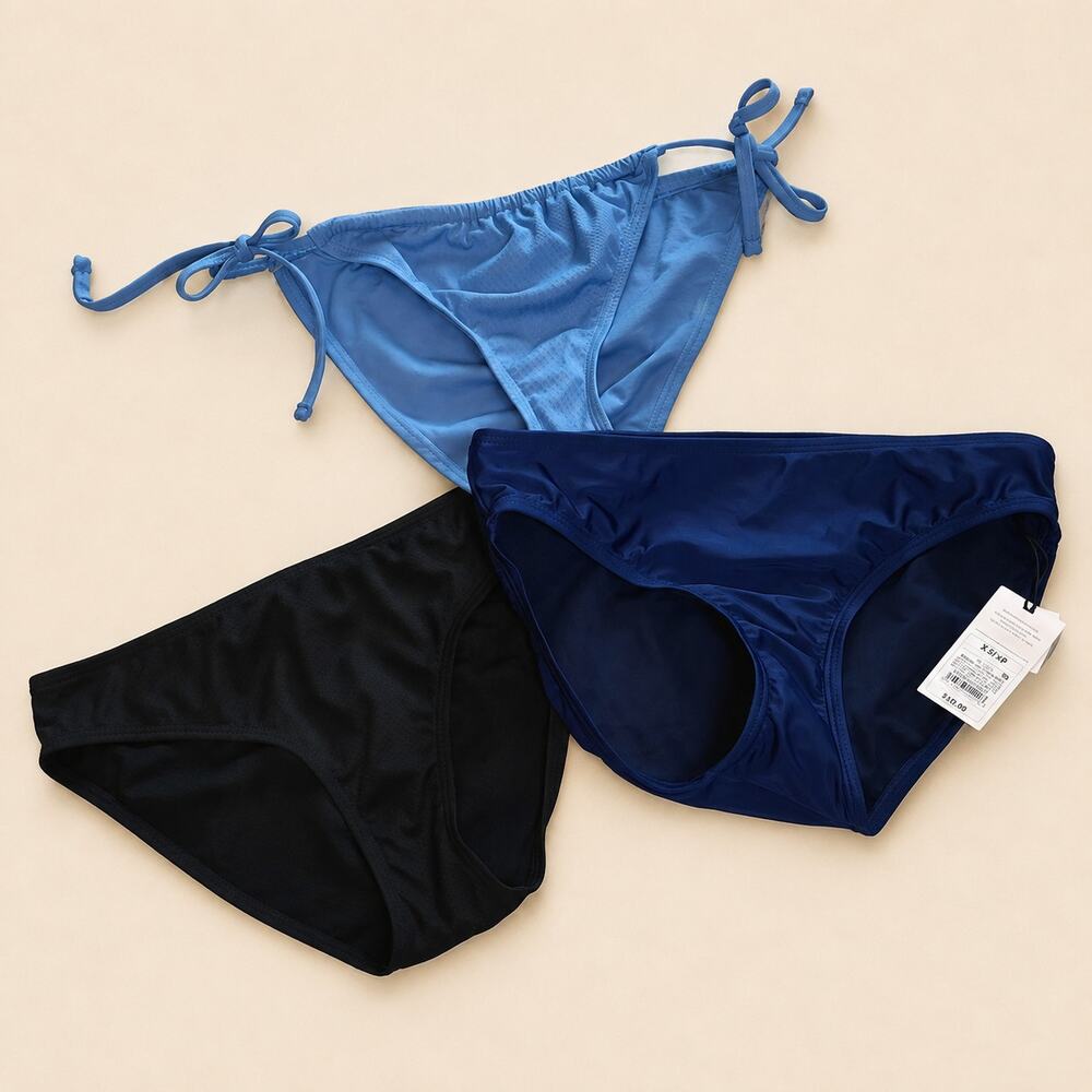 Shade & Shore Black Blue Bikini Bottom Vacation Beach Swimsuit Bathing Bundle SM